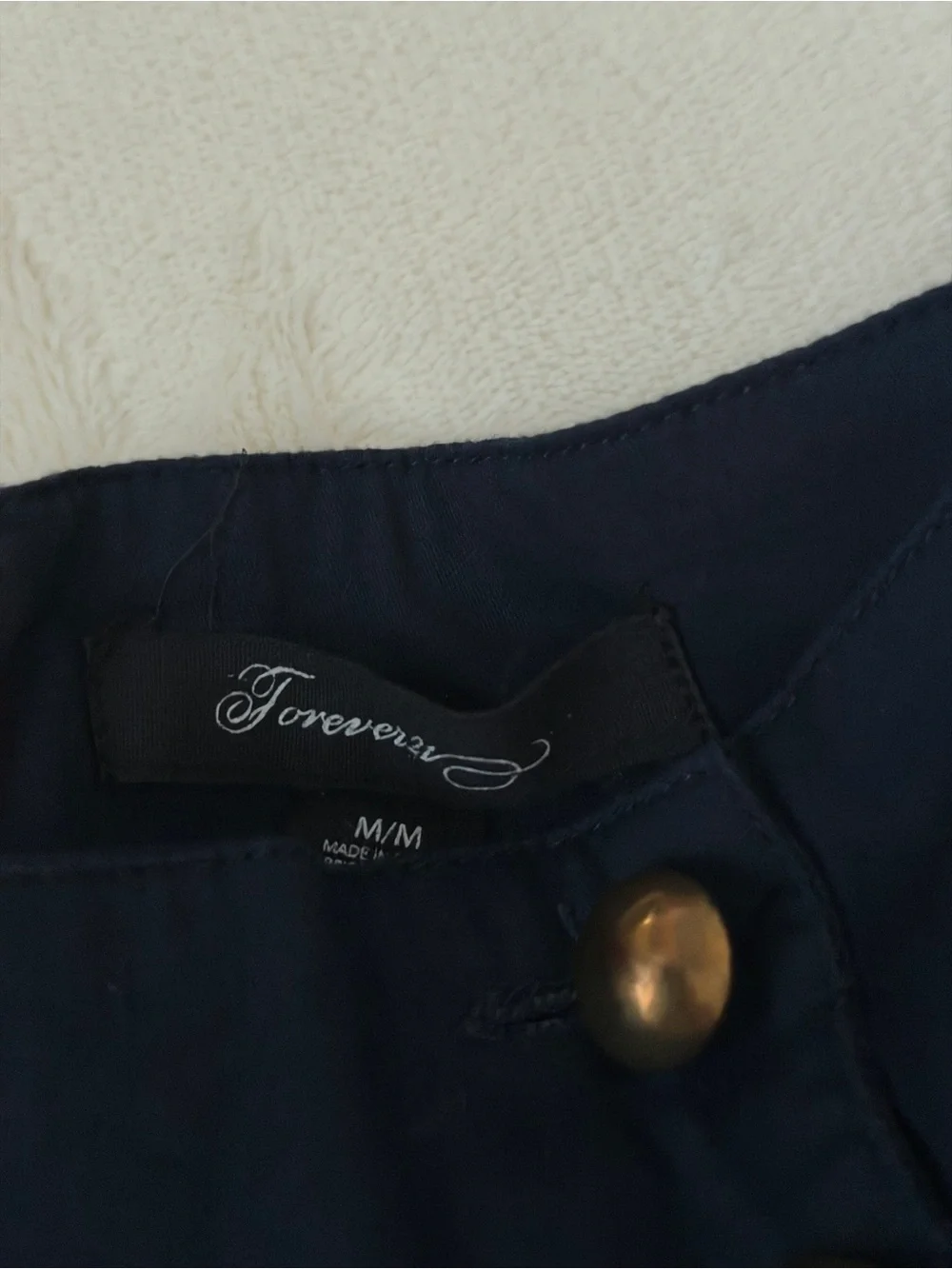 Forever 21 Navy with Gold Buttons Mini Skirt Medium Cotton A-Line Academia